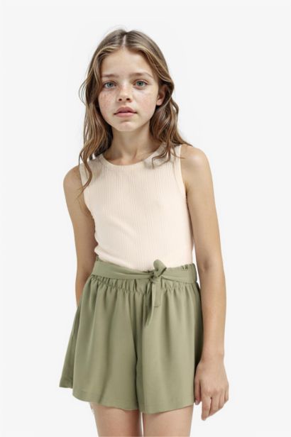 Girl Crew Neck Basic Crop Top