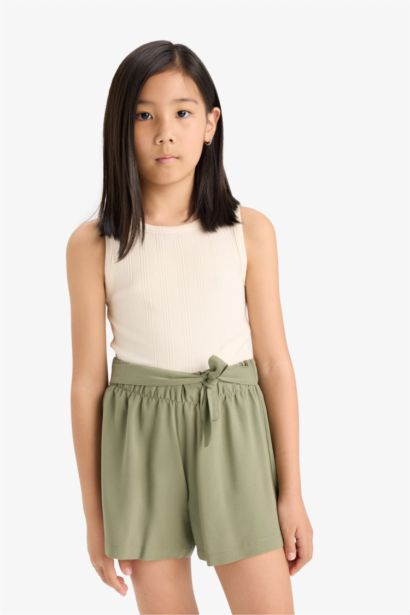 Girl Crew Neck Basic Crop Top