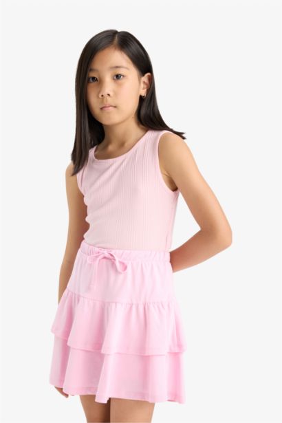 Girl Crew Neck Basic Crop Top