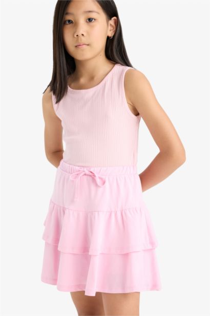 Girl Crew Neck Basic Crop Top