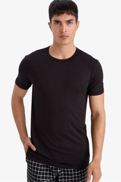 Premium Slim Fit Dar Kesim Bisiklet Yaka Kısa Kollu Modal Üst