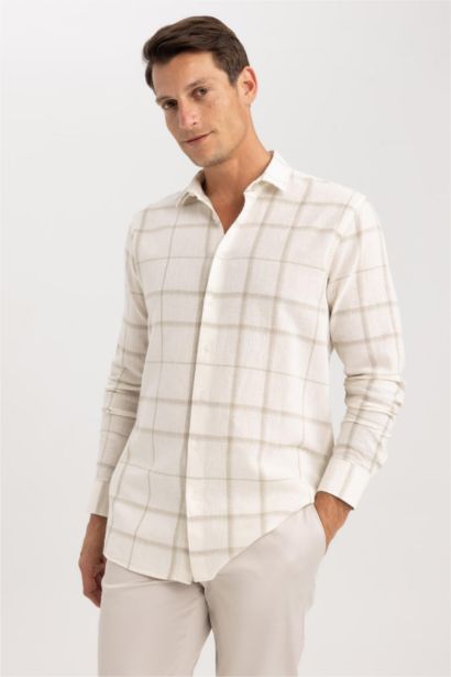 Рубашка приталенного кроя в клетку