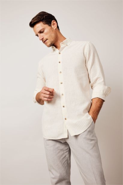 Рубашка приталенного кроя в полоску