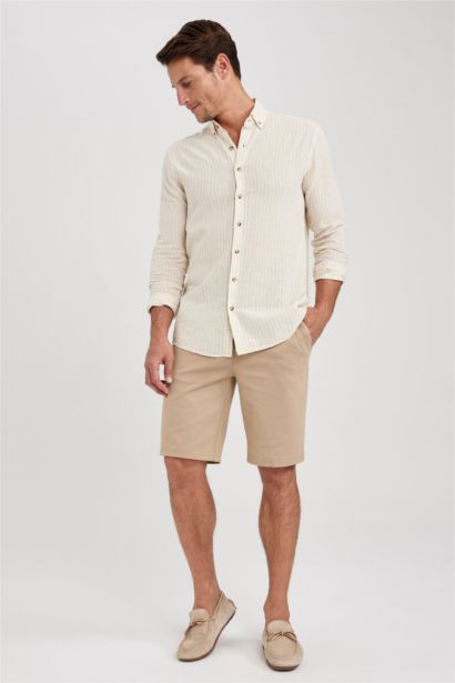 Рубашка приталенного кроя в полоску