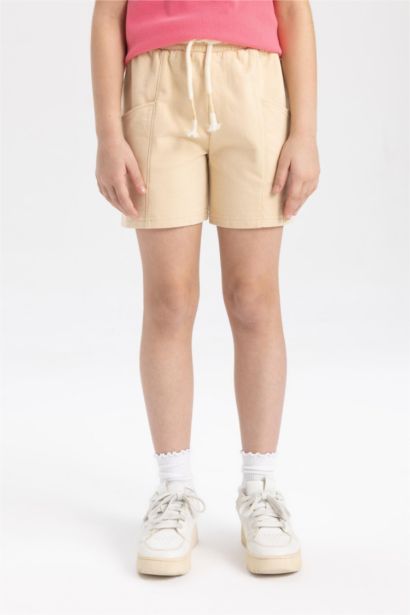 Girl with Pockets and Woven Label Shorts