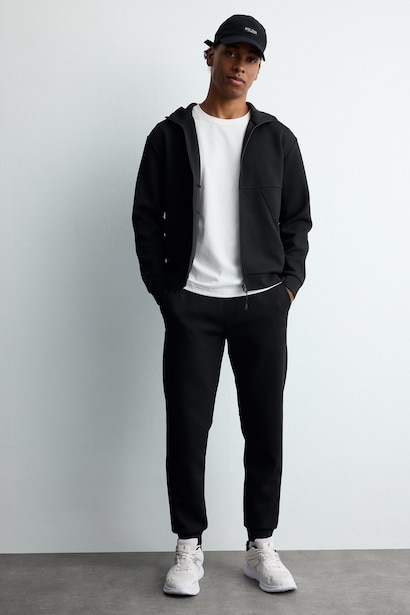 Ultra Yumuşak Slim Fit Standart Paça Dalgıç Kumaş Jogger Eşofman Altı
