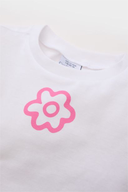 Baby Girl Crew Neck Floral Short Sleeve T-Shirt