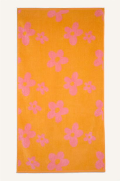 Woman Floral Patterned Cotton Beach Towel