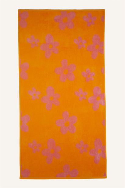 Woman Floral Patterned Cotton Beach Towel