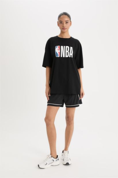 تيشيرت نص كم أوفر سايز من DeFactoFit NBA Wordmark