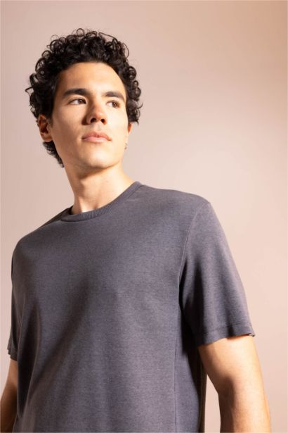 Regular Fit Crew Neck Basic Short Sleeve Premium T-Shirt