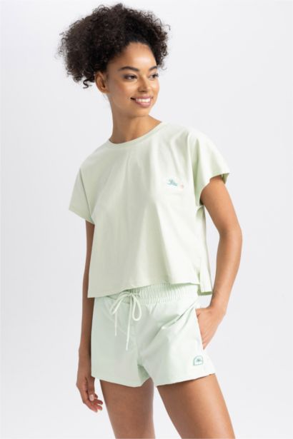 Oversize Fit Crew Neck Printed Sports T-Shirt