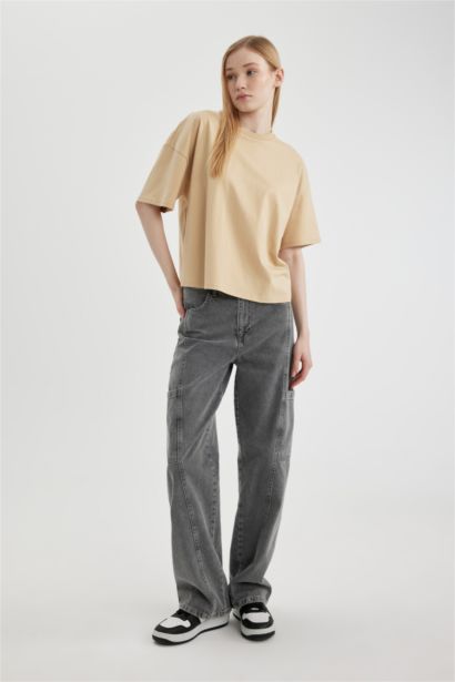 تي شيرت نص كم قصة فضفاضة