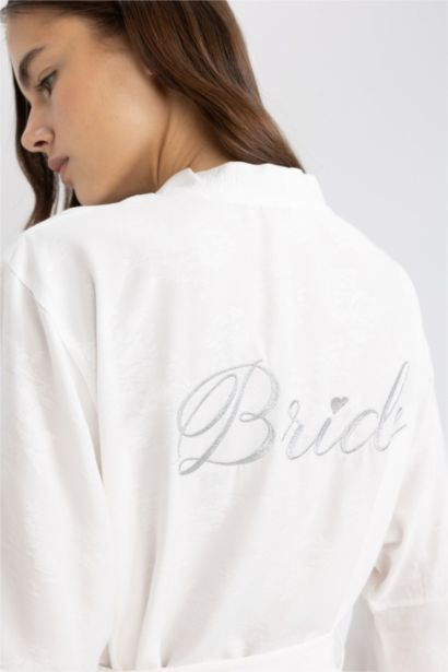 Bridal White Satin Belted Dressing Gown