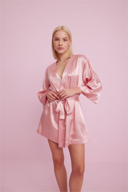 Fall in Love Relax Fit Wrap Neck Satin Robe