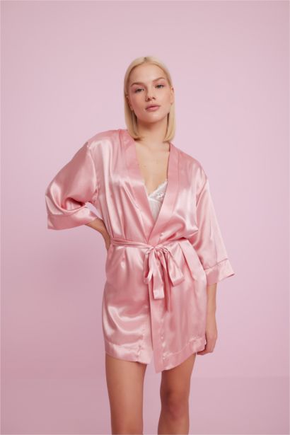 Fall in Love Relax Fit Wrap Neck Satin Robe