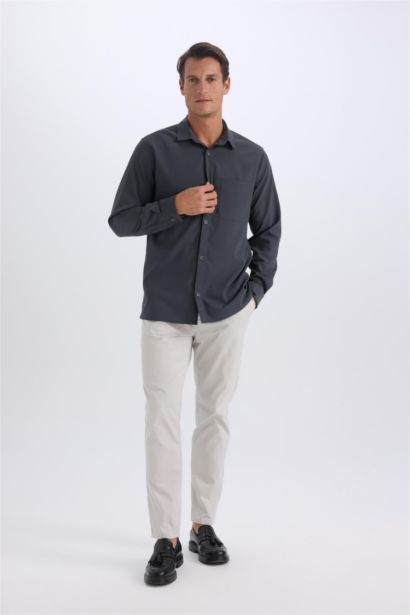 بنطلون جوجر صيفي قطن برجل ضيقة رمادي فاتح