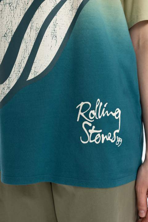 Rolling Stones Oversize Fit Bisiklet Yaka Baskılı Kısa Kollu Tişört