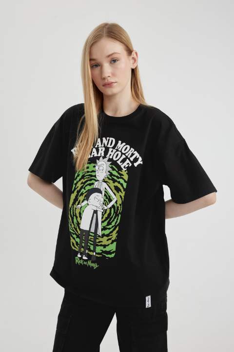 Coool Rick and Morty Oversize Fit Sırt Baskılı Kısa Kollu Tişört