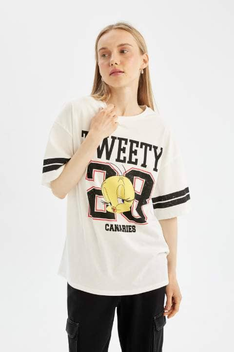 Coool Looney Tunes Oversize Fit Bisiklet Yaka Baskılı Kısa Kollu Tişört