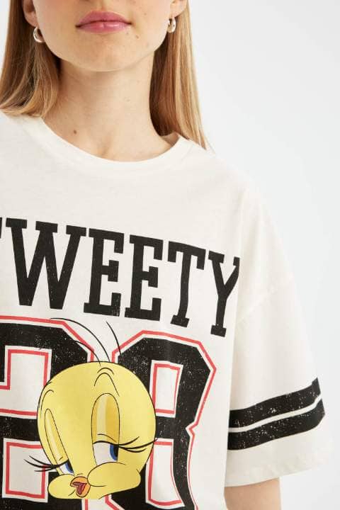 Coool Looney Tunes Oversize Fit Bisiklet Yaka Baskılı Kısa Kollu Tişört