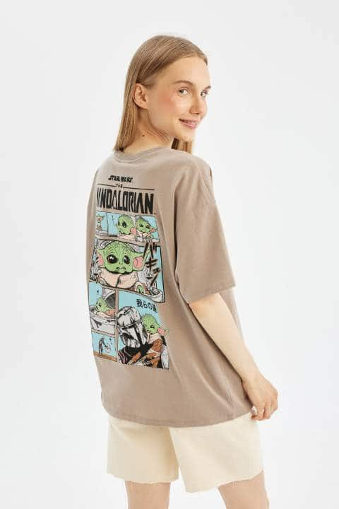 Coool Star Wars-Mandalorian Oversize Fit Bisiklet Yaka Baskılı Kısa Kollu Tişört