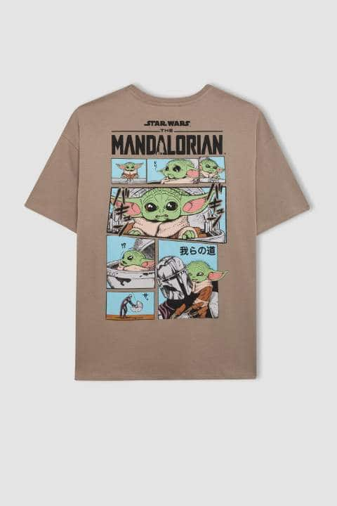 Coool Star Wars-Mandalorian Oversize Fit Bisiklet Yaka Baskılı Kısa Kollu Tişört