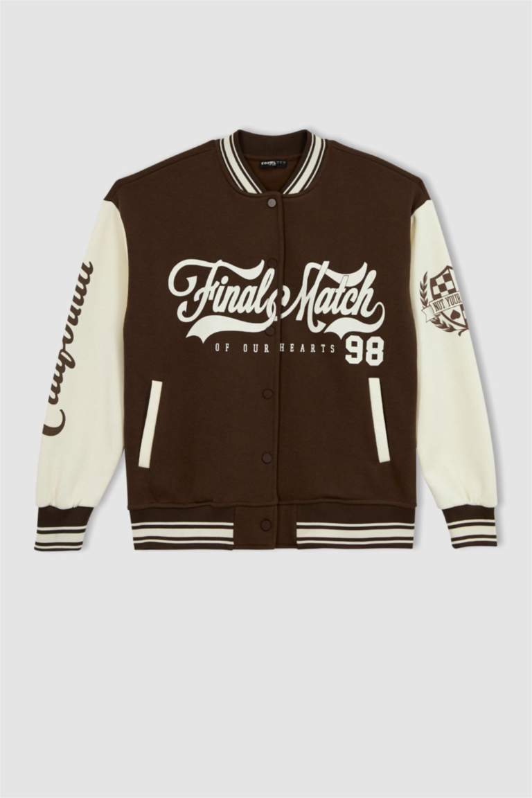 Oversize Fit College Collar Bomber Jacket