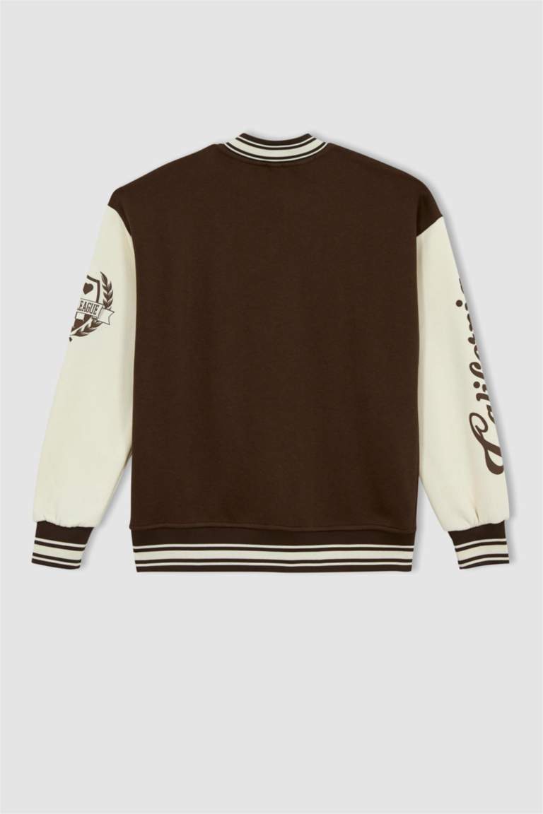 Oversize Fit College Collar Bomber Jacket