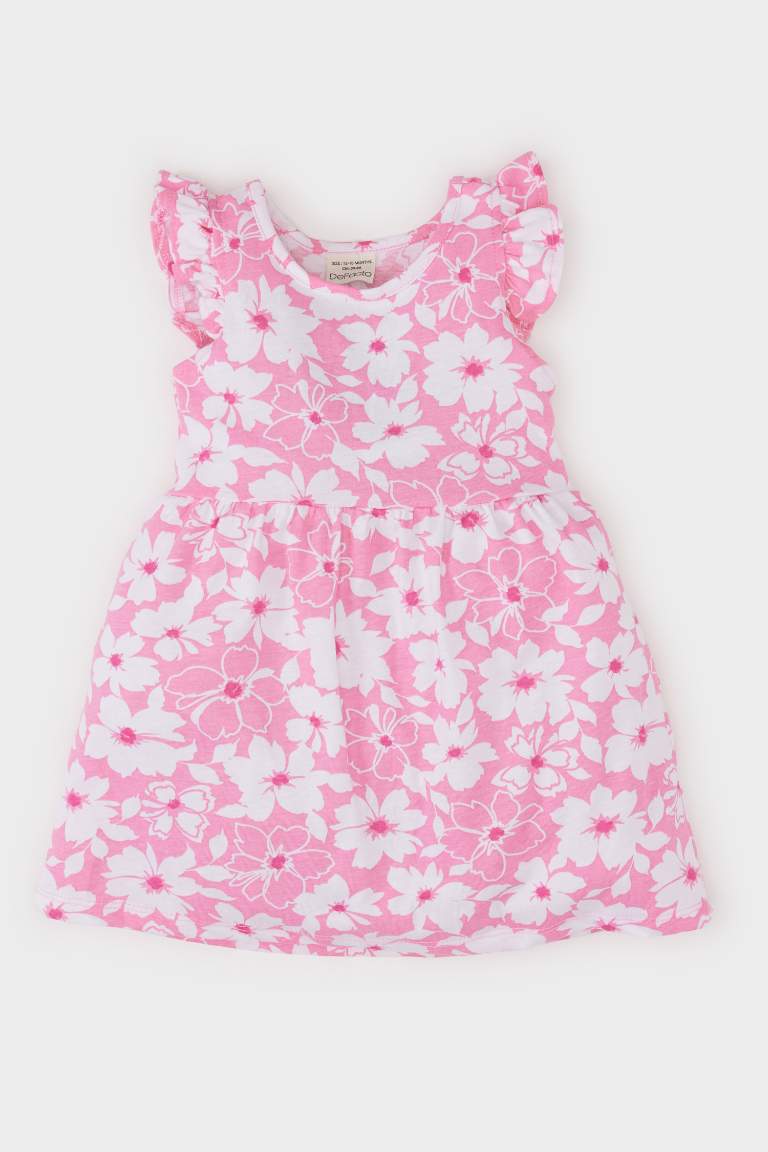 Baby Girl Floral Patterned Short Sleeve Dress