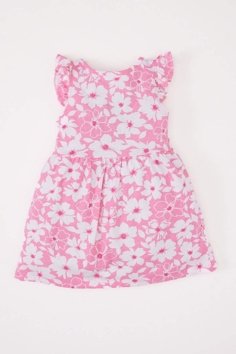 Baby Girl Floral Patterned Short Sleeve Dress