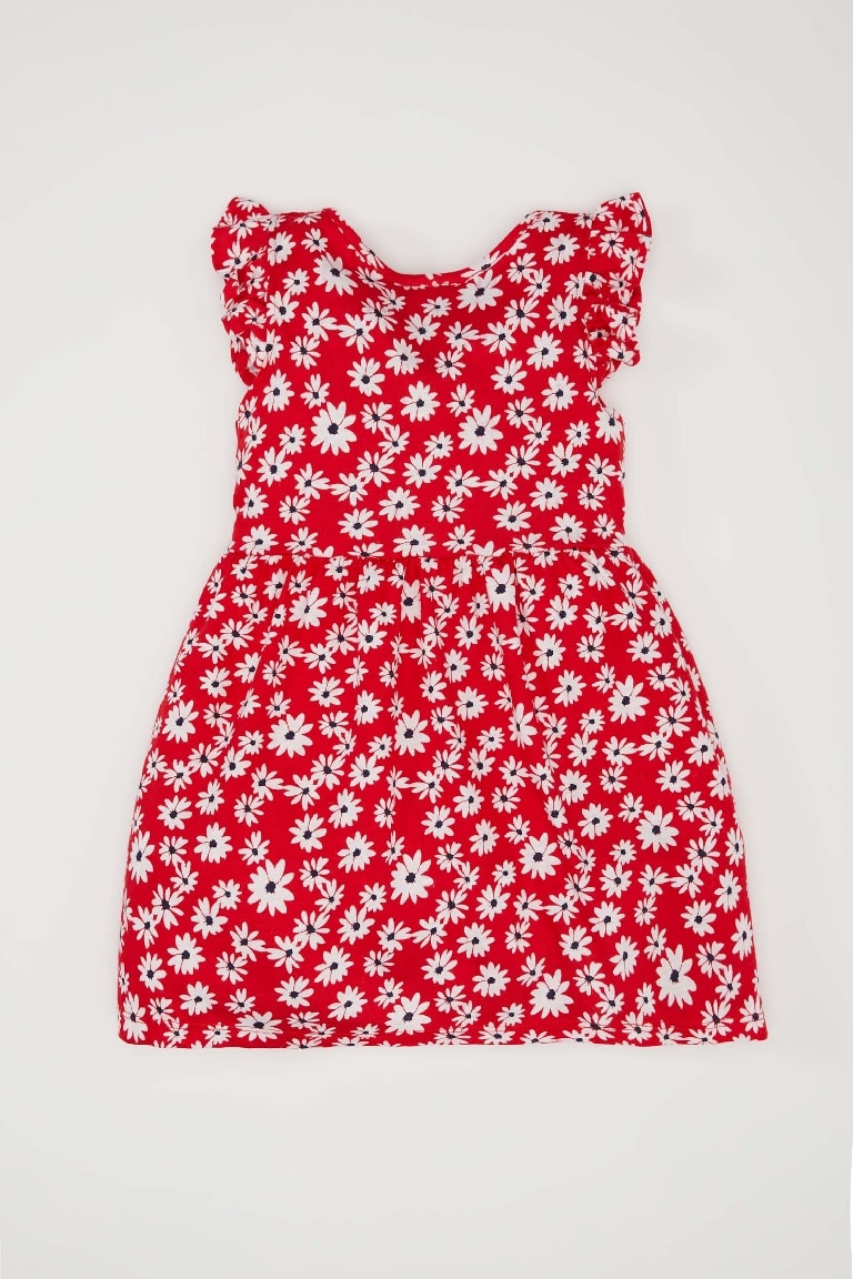 Baby Girl Floral Patterned Short Sleeve Dress