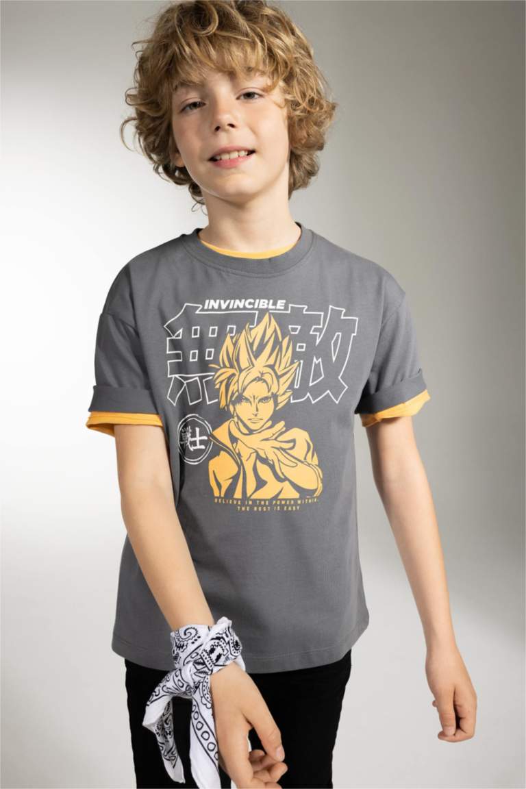 Boy Oversize Fit Crew Neck Printed Short Sleeve T-Shirt