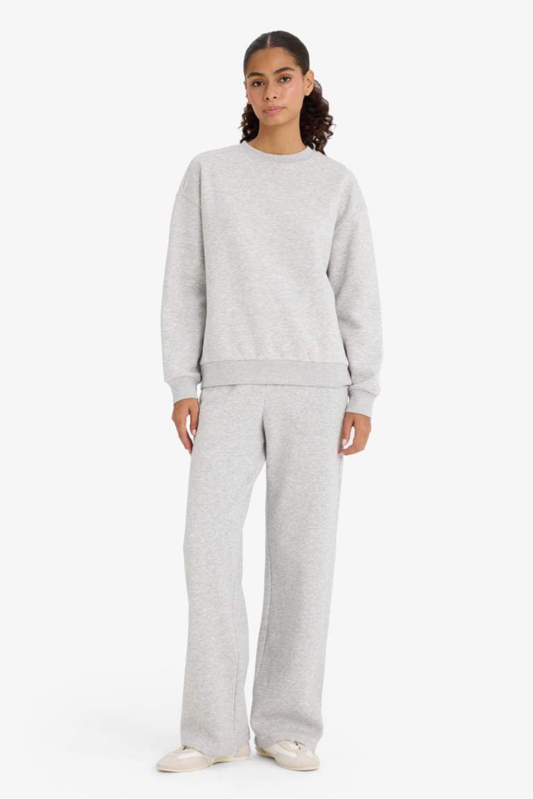 Sweatshirt épais basique à col rond Coupe décontractée