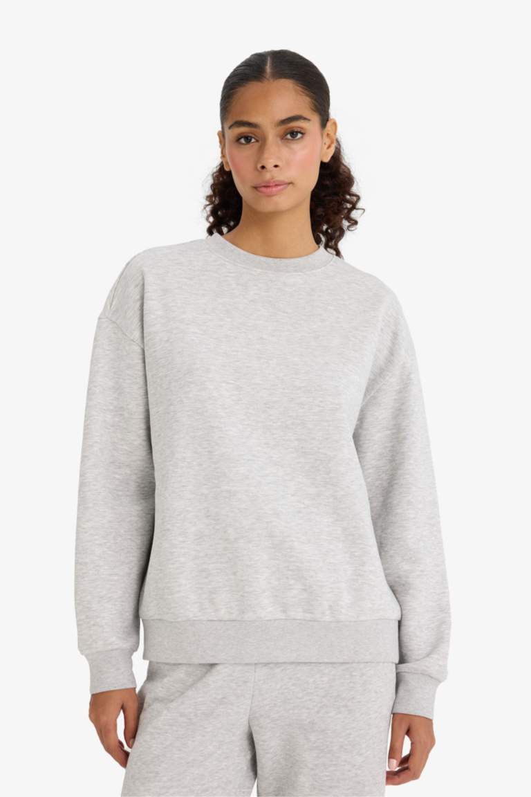 Sweatshirt épais basique à col rond Coupe décontractée
