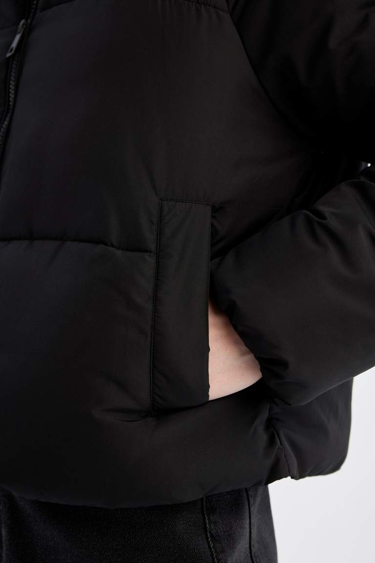 Waterproof Regular Fit Hooded Puffer Jacket