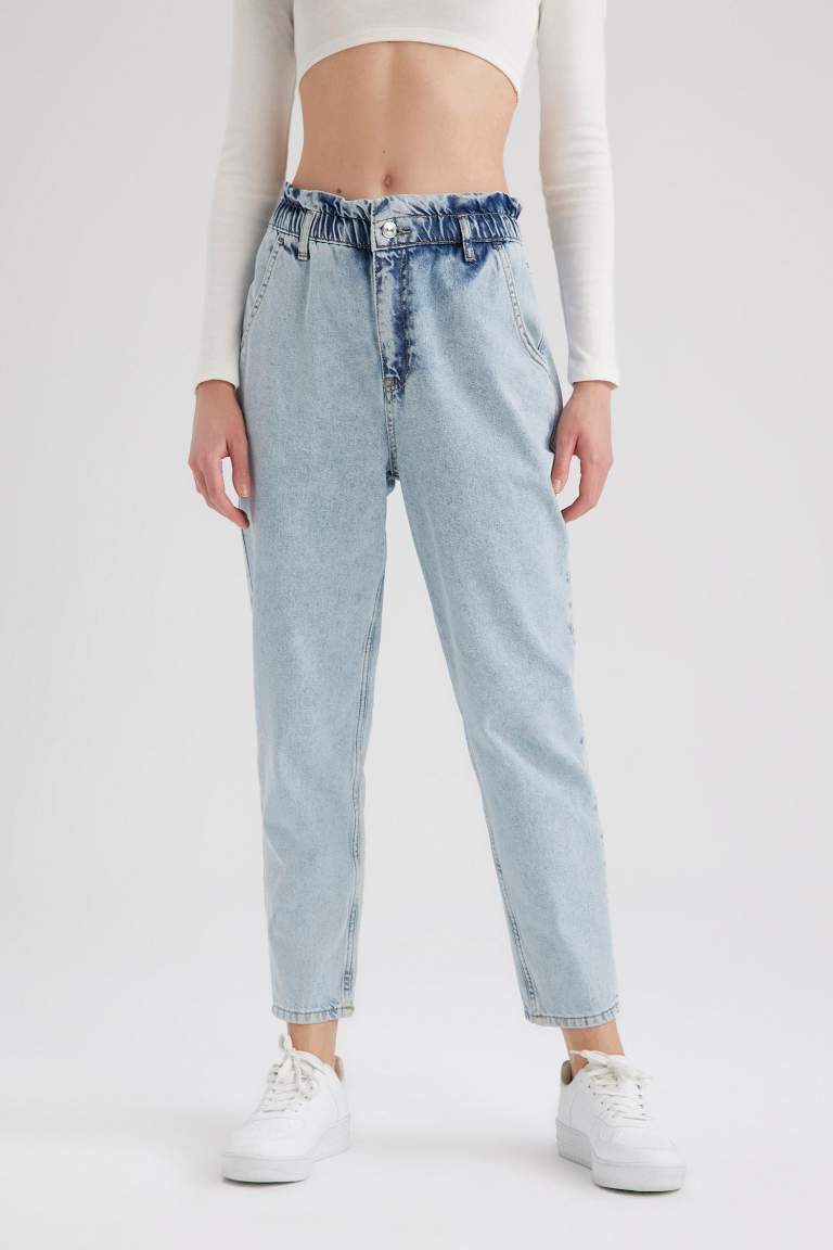 Paperbag Jean Crop Fit Cotton Trousers