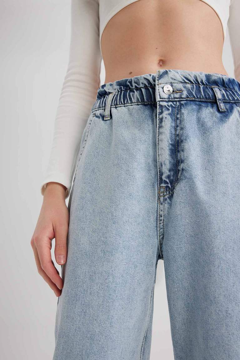 Paperbag Jean Crop Fit Cotton Trousers