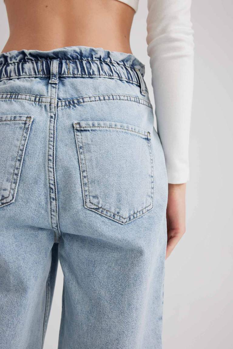 Paperbag Jean Crop Fit Cotton Trousers