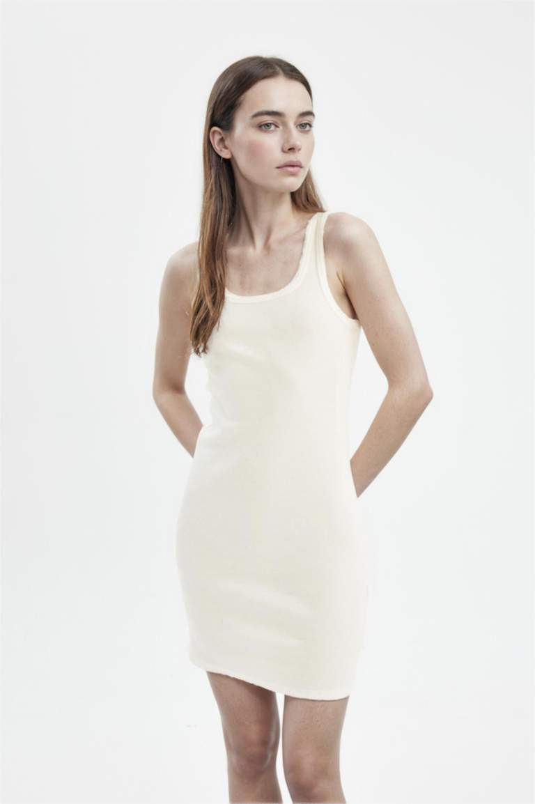 Bodycon Crew Neck Ribbed Camisole Strap Mini Dress