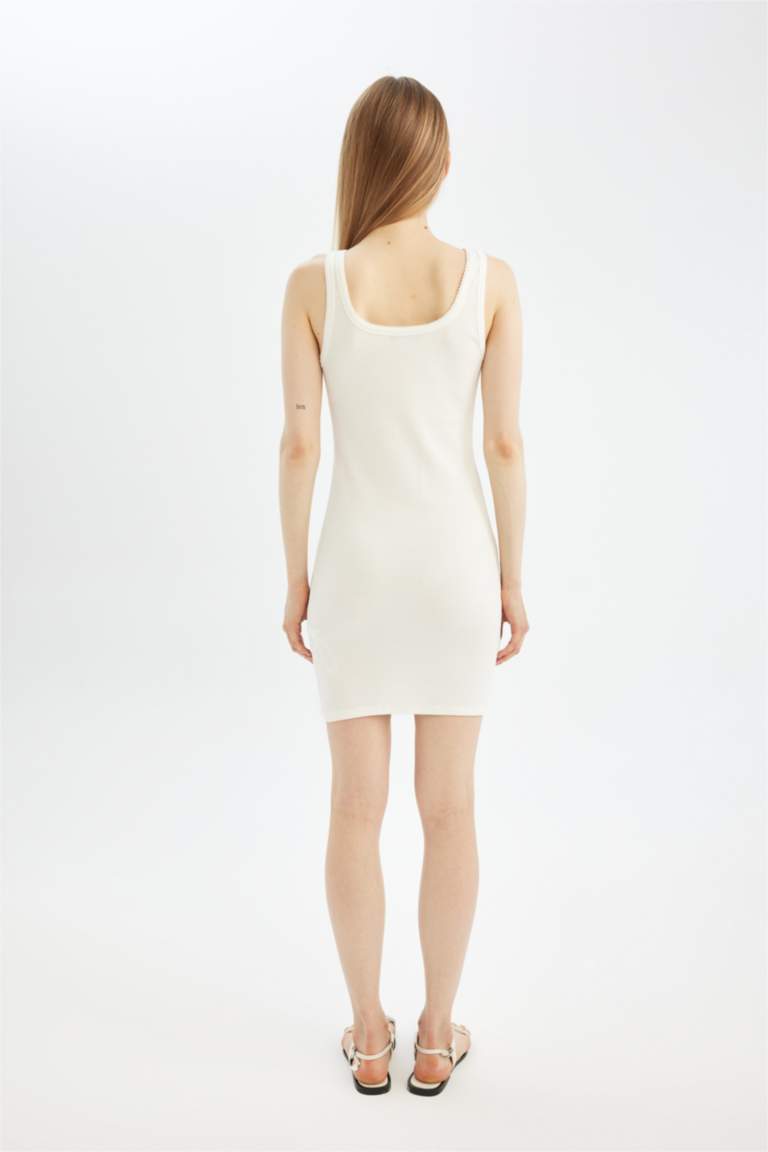 Bodycon Crew Neck Ribbed Camisole Strap Mini Dress