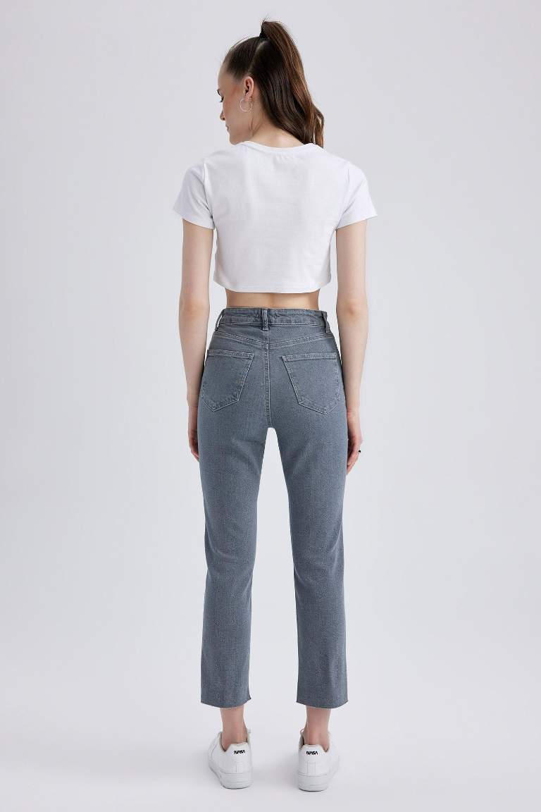 Mary Straight Fit High Waist Cropped Cut High Leg Jeans