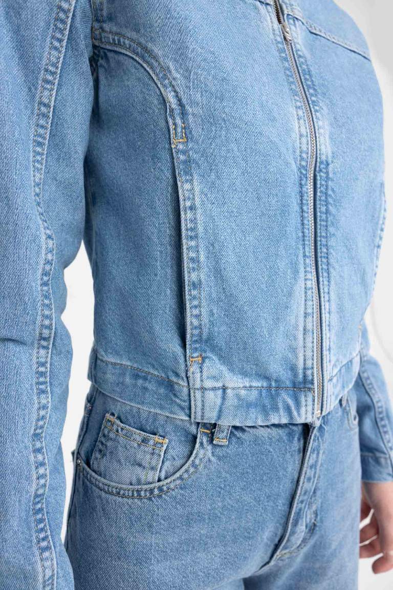 Fashion Fit Crop Jean %100 Pamuk Ceket