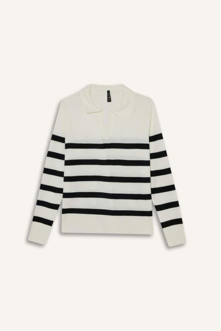 Pull col polo rayé Coupe régulière