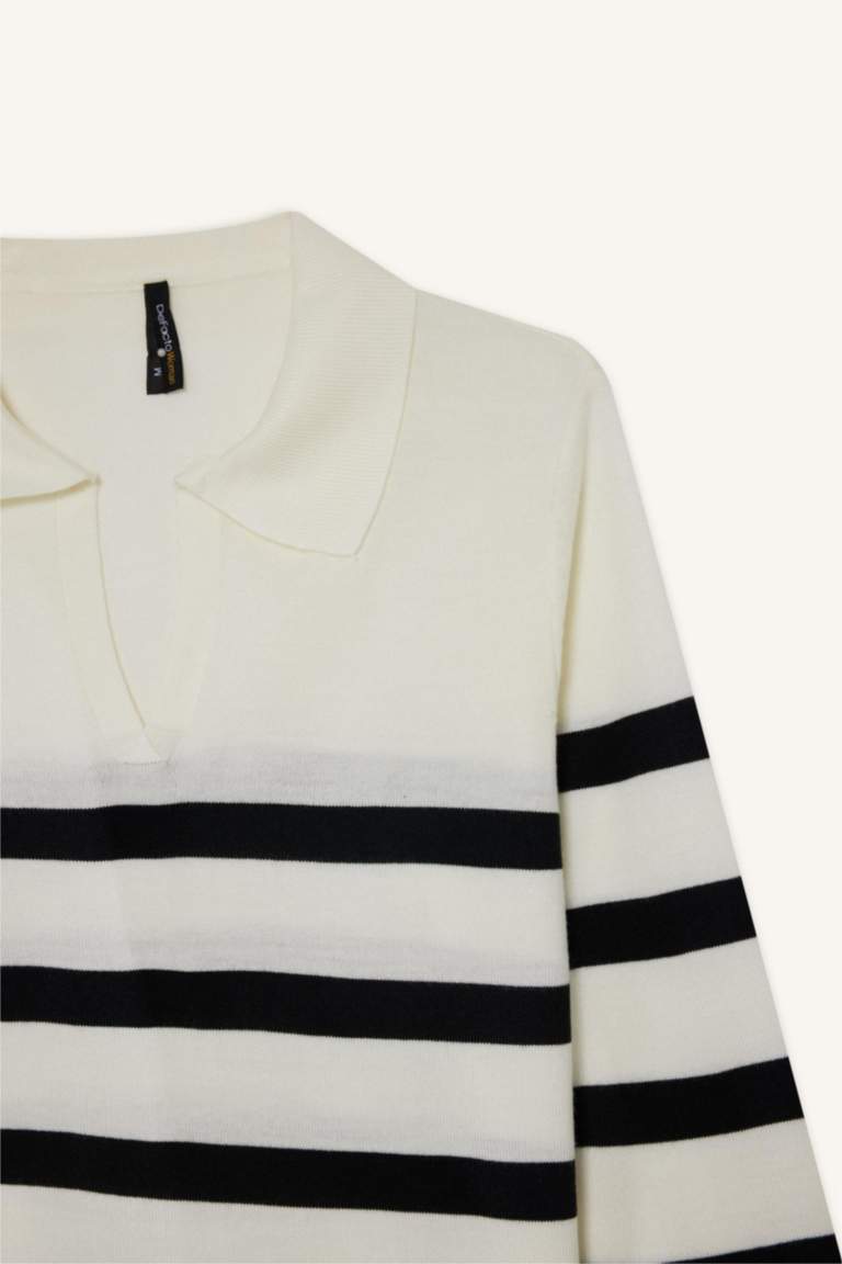 Pull col polo rayé Coupe régulière
