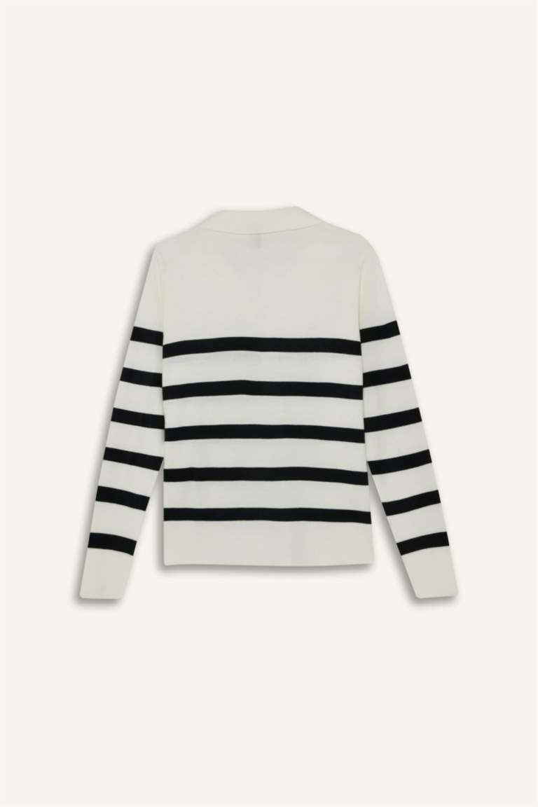 Pull col polo rayé Coupe régulière