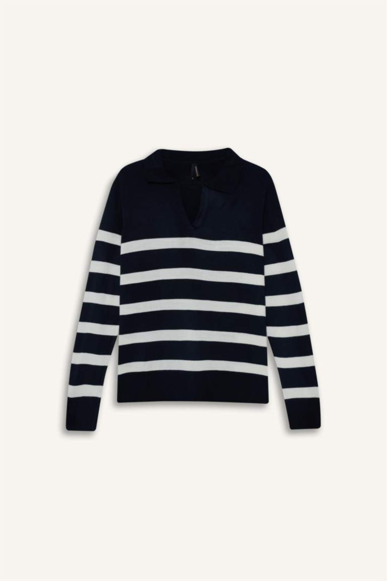 Pull col polo rayé Coupe régulière