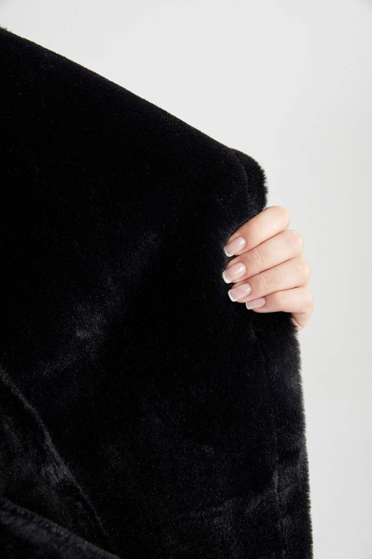 	Su Geçirmez Oversize Kruvaze Yaka Cepli Mevsimlik Pelüş Astarlı Süet Mont