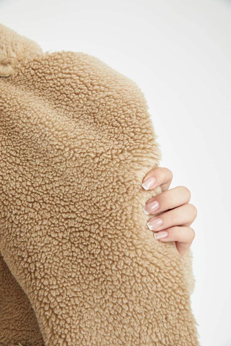 Su Geçirmez Relax Fit Suni Kürk Astarlı Süet Suni Deri Mont