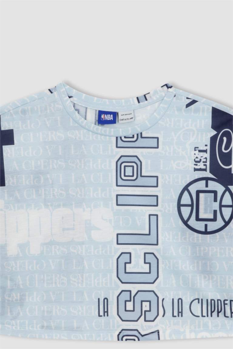 DeFactoFit NBA Los Angeles Clippers Oversize Bisiklet Yaka Kısa Kollu Tişört